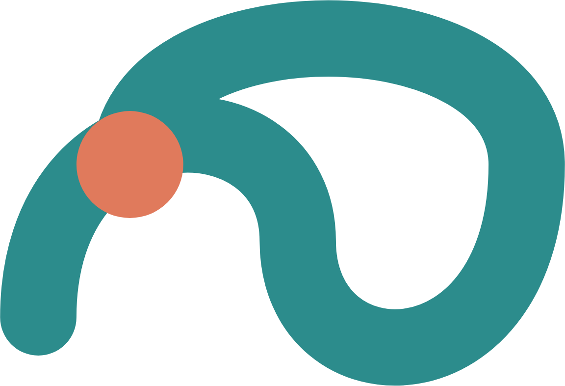 Detour logo: a looping teal trail with a coral point