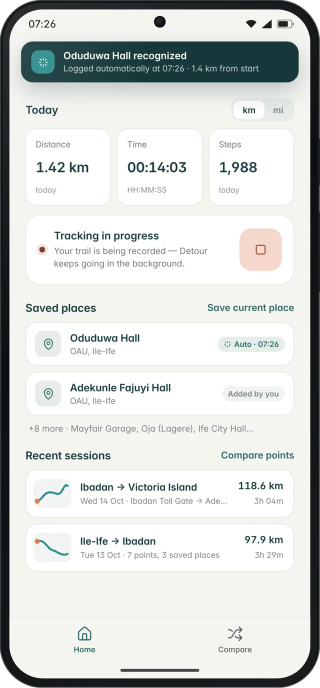 Oduduwa Hall recognised automatically while tracking