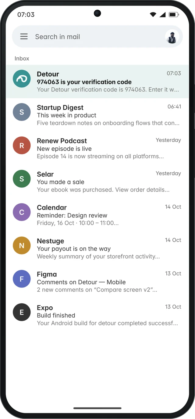 Verification code arriving in the inbox