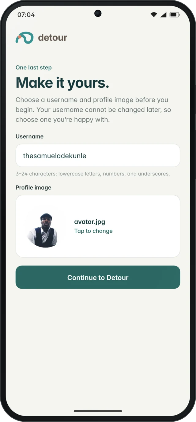 Make it yours: username and profile photo