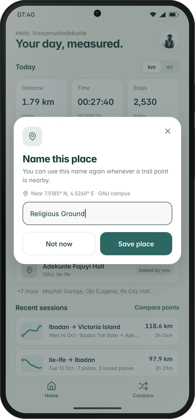 Name this place dialog