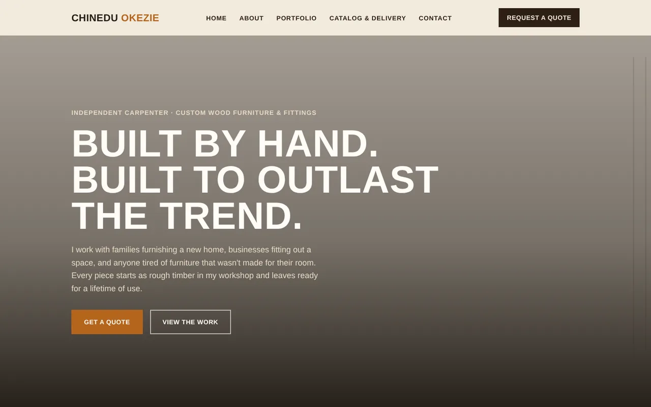 Chinedu Okezie carpentry website