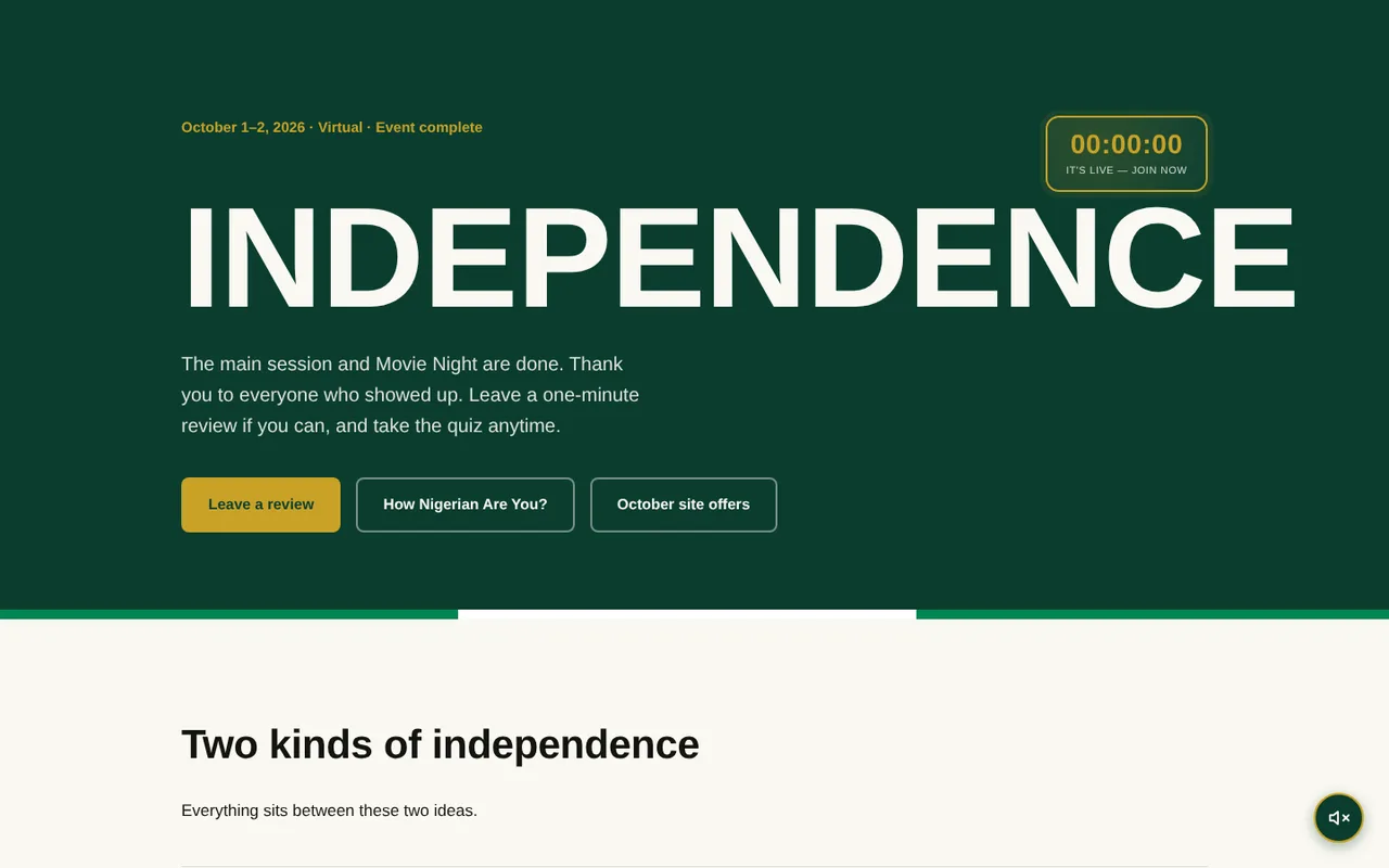 Independence 2026 event website