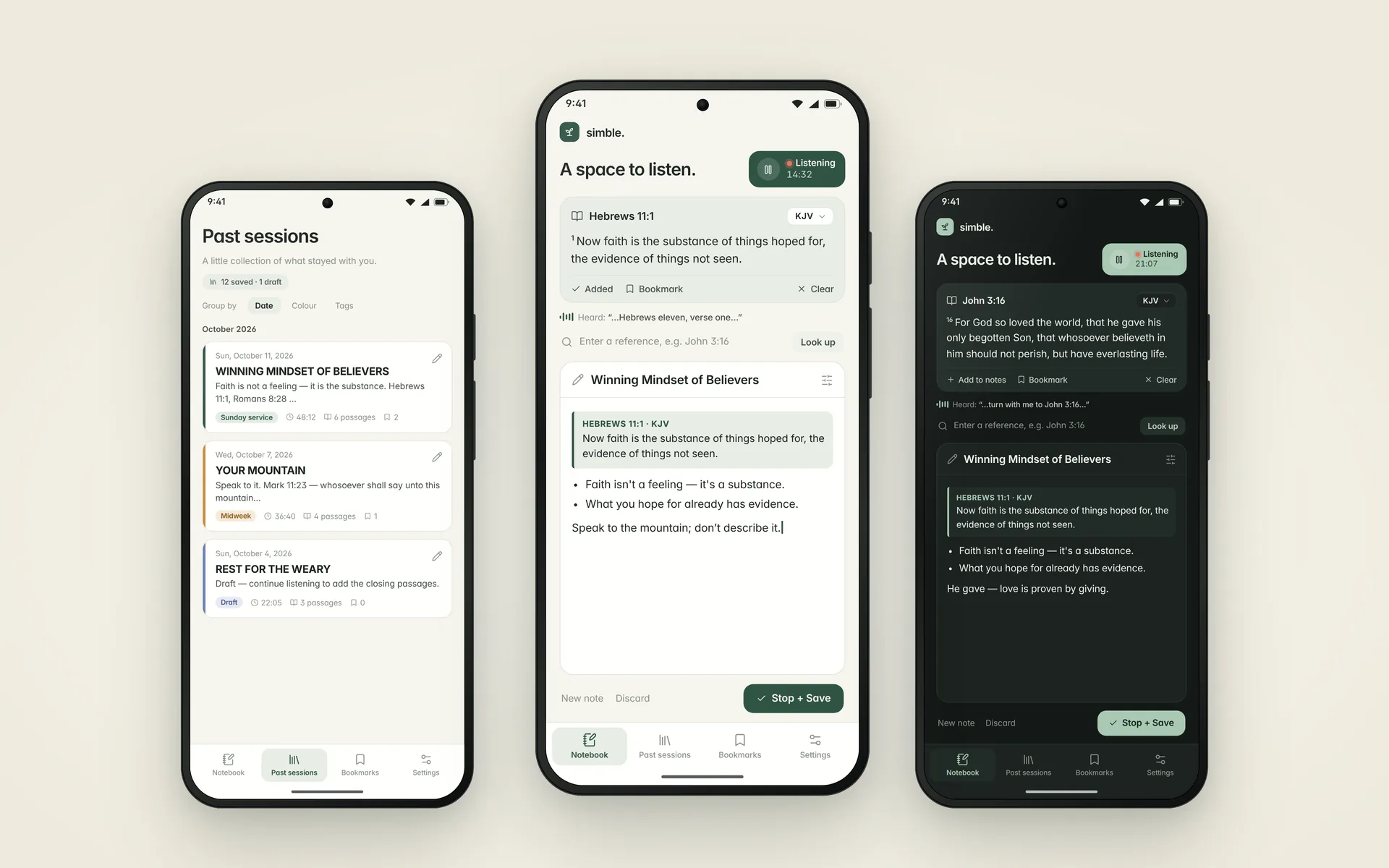 Simble app screens