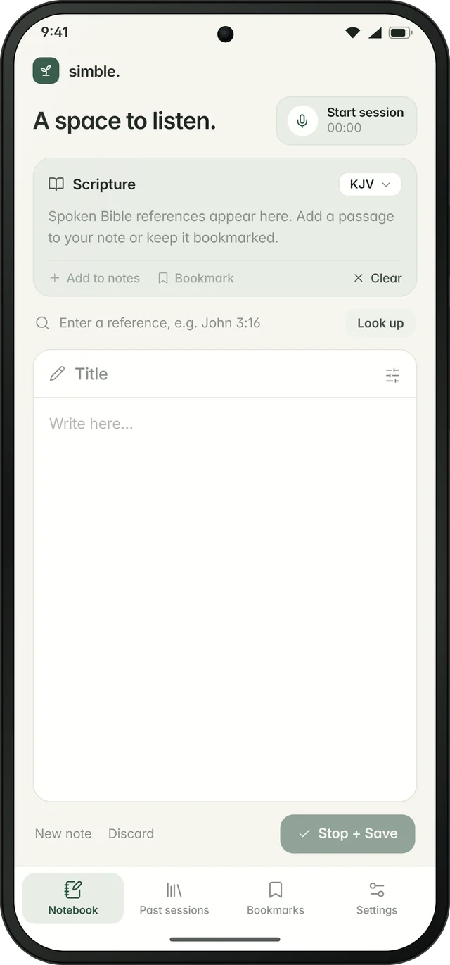 Simble notebook ready to start a session