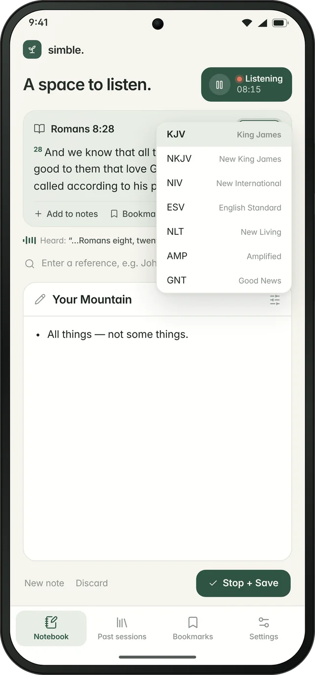 Bible version switcher